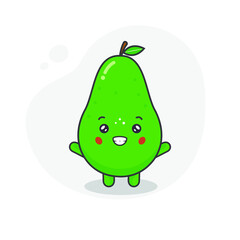 Cute Avocado Characters Happy Vector Illustration