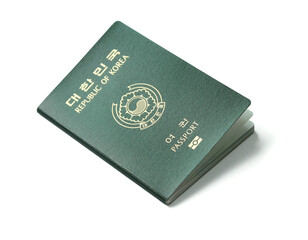 Republic of Korea passport isolated white background.