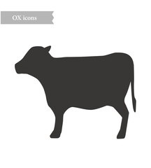 Ox silhouette icon for restaurant menus and symbol design