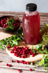 Refreshing drink with cranberries