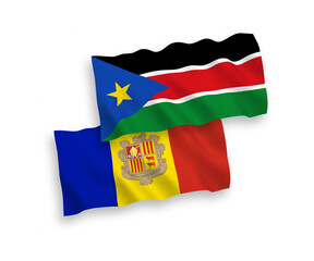 Flags of Andorra and Republic of South Sudan on a white background