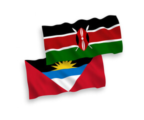 Flags of Antigua and Barbuda and Kenya on a white background