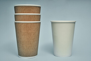 Paper cup. Recycling. Eco-friendly disposable tableware. Eco dishes