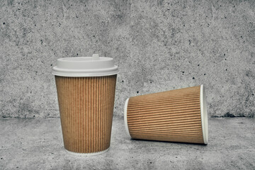 Paper cup. Recycling. Eco-friendly disposable tableware. Eco dishes