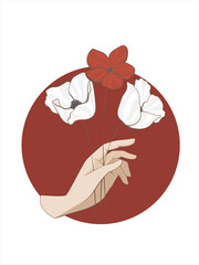 hand holding a bouquet of flowers