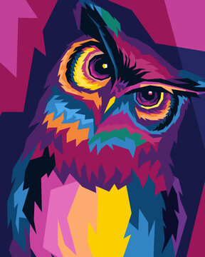 Fototapeta colorful owl with style pop art