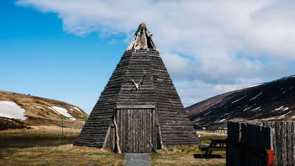 Old triangular wooden buidilng