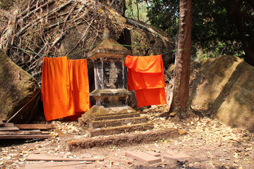 ruined buddhist temple in wat phu in laos