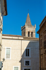 bell tower of the collegiate church of San NIcolo in the center of the town of Collescipoli