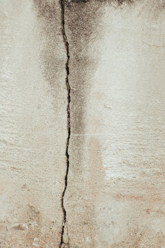 Fracture and crack in limestone wall from quarry