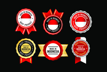 Made in indonesia label set vector template.