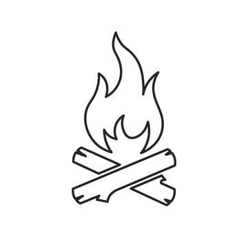 Campfire logo symbol. Bonfire icon shape sign. Vector illustration image. Isolated on white background.
