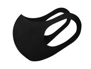 Blank black cotton reusable cloth mask isolated on white background
