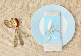 Silver spoons and Plate with Greeting Card