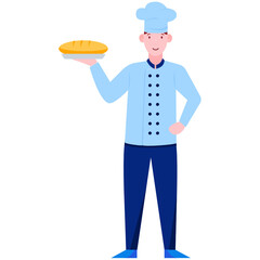 
A trained professional cook, flat design of chef illustration
