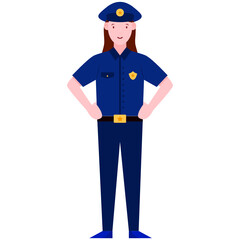 
Lady police office, flat design of female cop character 
