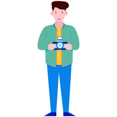 
A man with camera, professional photographer illustration
