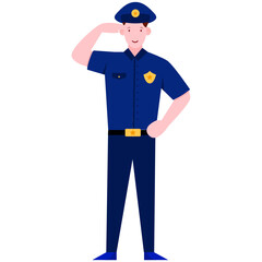 
Male police office, flat design of male cop character 
