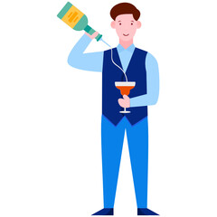 
Trendy flat character of bartender, a drink server 
