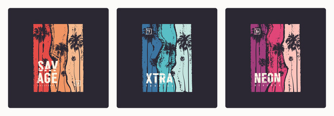 Set of tropical t-shirt vector designs, posters, prints, templates