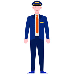 
A professional male avatar, train conductor illustration 
