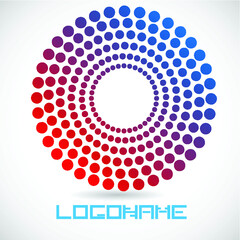 Halftone dots in circle form. round logo . vector dotted frame . design element