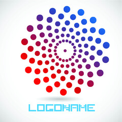 Halftone dots in circle form. round logo . vector dotted frame . design element