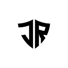 JR monogram logo with shield shape design template