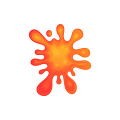 Orange liquid paint splash shape isolated on white background.