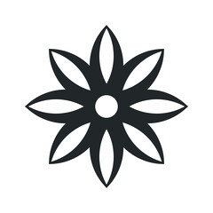 Flower vector icon. Blossom symbol. Flora sign. Decorative and ornamental bloom pattern logo. Isolated on white background.