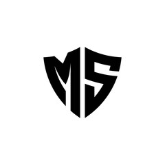 MS monogram logo with shield shape design template