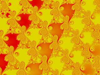 Abstract illustration of a red pattern on a yellow background. Seamless ornament. Blank for design