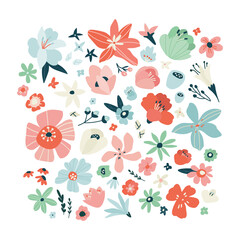 Vector illustration of flower buds. Hand drawn set.