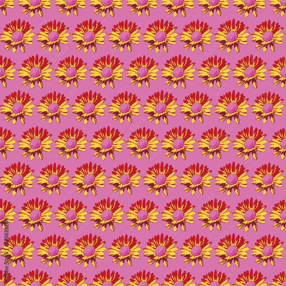 Poster lot of vector daisies repeat pattern print background