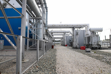 Territory of thermal power plant, industrial buildings