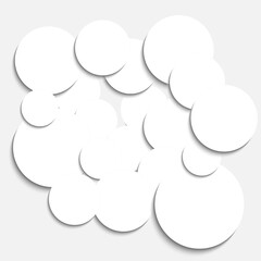 Presentation slide template - a set of paper circle shapes with shadows. Vector illustration of white paper round circles , plate.White paper circle with shadows on white background.