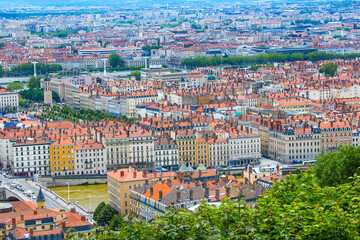 Fototapeta na wymiar Lyon, France - aerial view of the city panorama