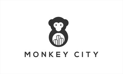 Monkey city logo with vector 
