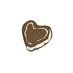 Cozy hygge illustration of dessert in the shape of a heart.