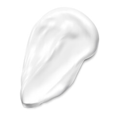 Face cream texture swatch. Cosmetic smear sample. White brush strokeof beauty gel or creamy foundation. Soft milk smudge swirl element of clay or facial concealer. Realistic graphic illustration