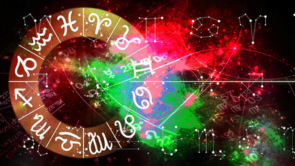 Obraz premium Astrology Horoscope Pattern Texture Background , Graphic Design