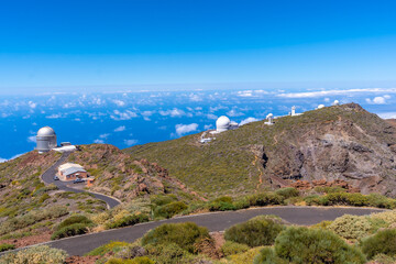 Telescopes of the Roque de los Muchachos national park on top of the Caldera de Taburiente, La...