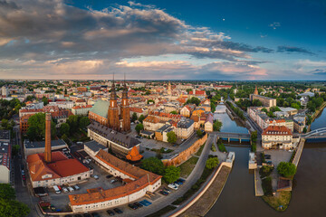 Drone aerial photo city of Opole, Opolskie Poland