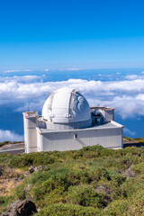 Beautiful giant telescope on the Roque de los Muchachos at the top of the Caldera de Taburiente, La...