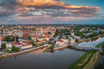 Drone aerial photo city of Opole, Opolskie Poland