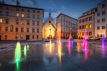 Fototapeta na wymiar Saint Sebastian Square in Opole after renovation. Opolskie, Poland