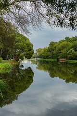 pond in VDNKh park in Moscow in summer