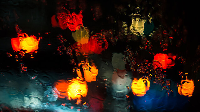 Rainy night and bright lights