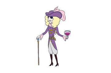 an illustration of a fashionable pirate holding a wine glass