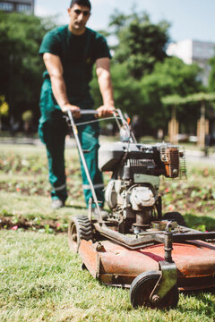 maintaining yard, mowing grass